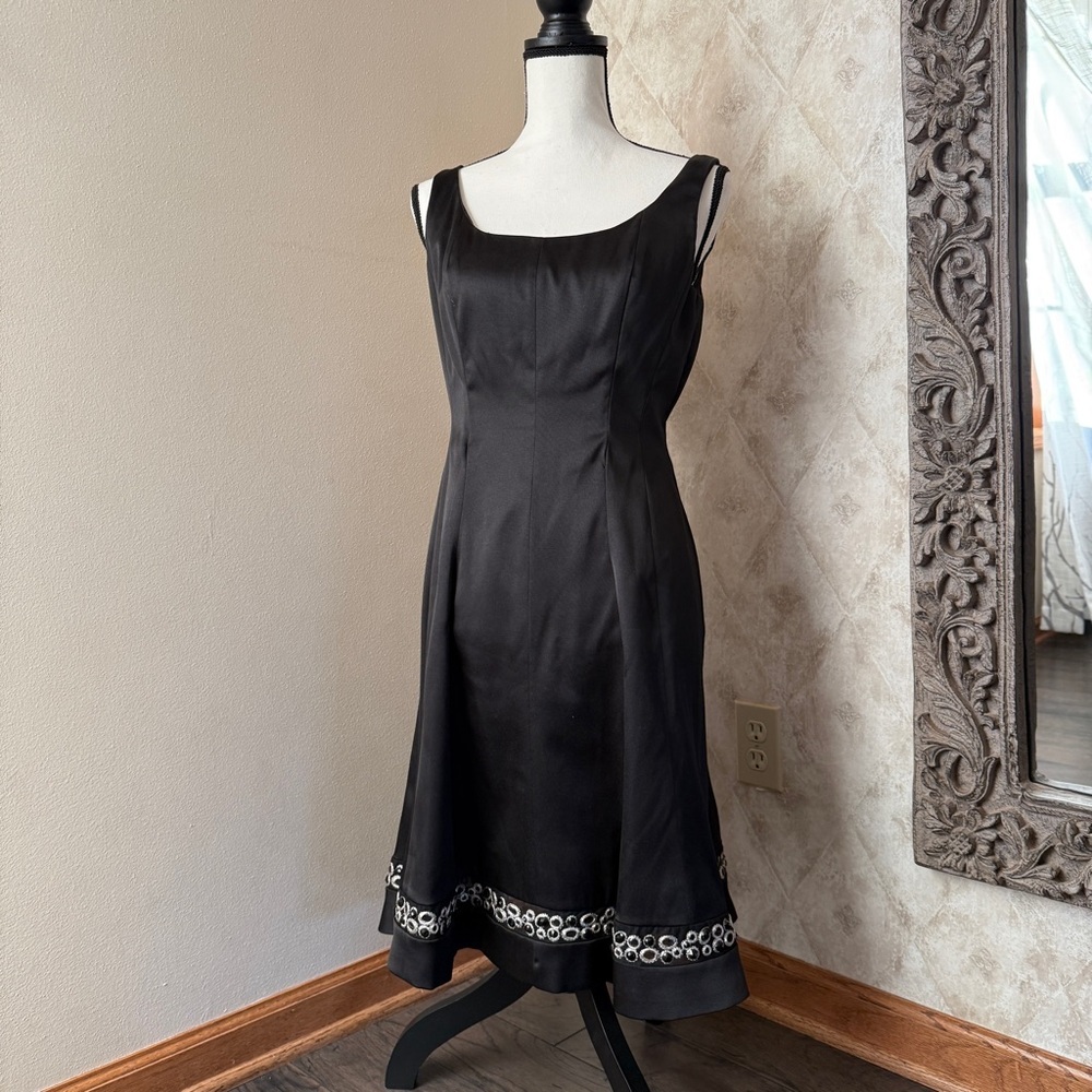 Jones Wear Black Midi Dress with Silver Accents